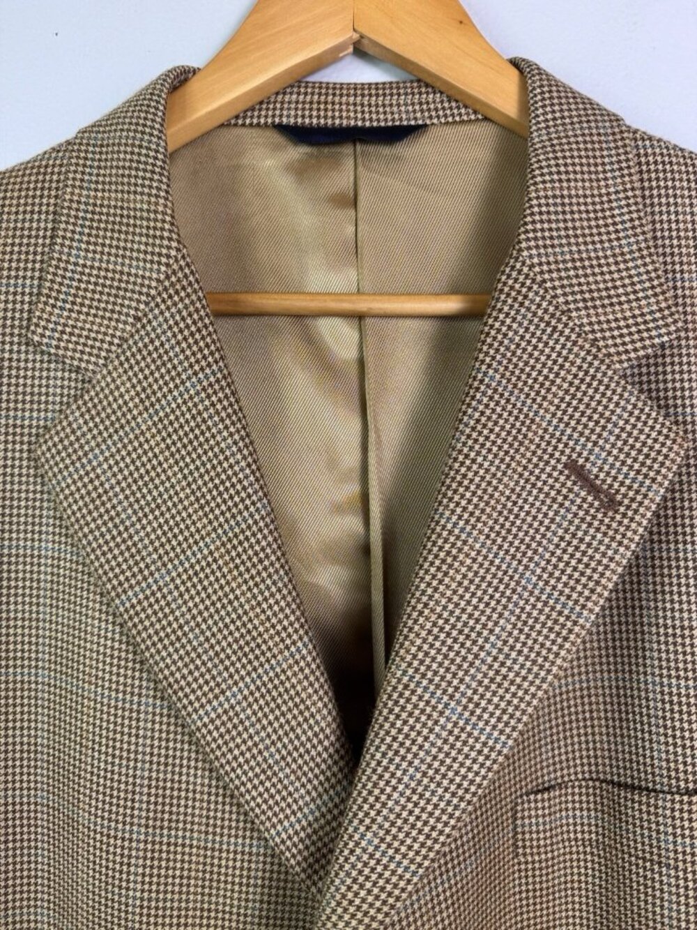 BURBERRY Brown/Tan Plaid Silk Wool 3 Button Blazer Sports Coat Mens 46R